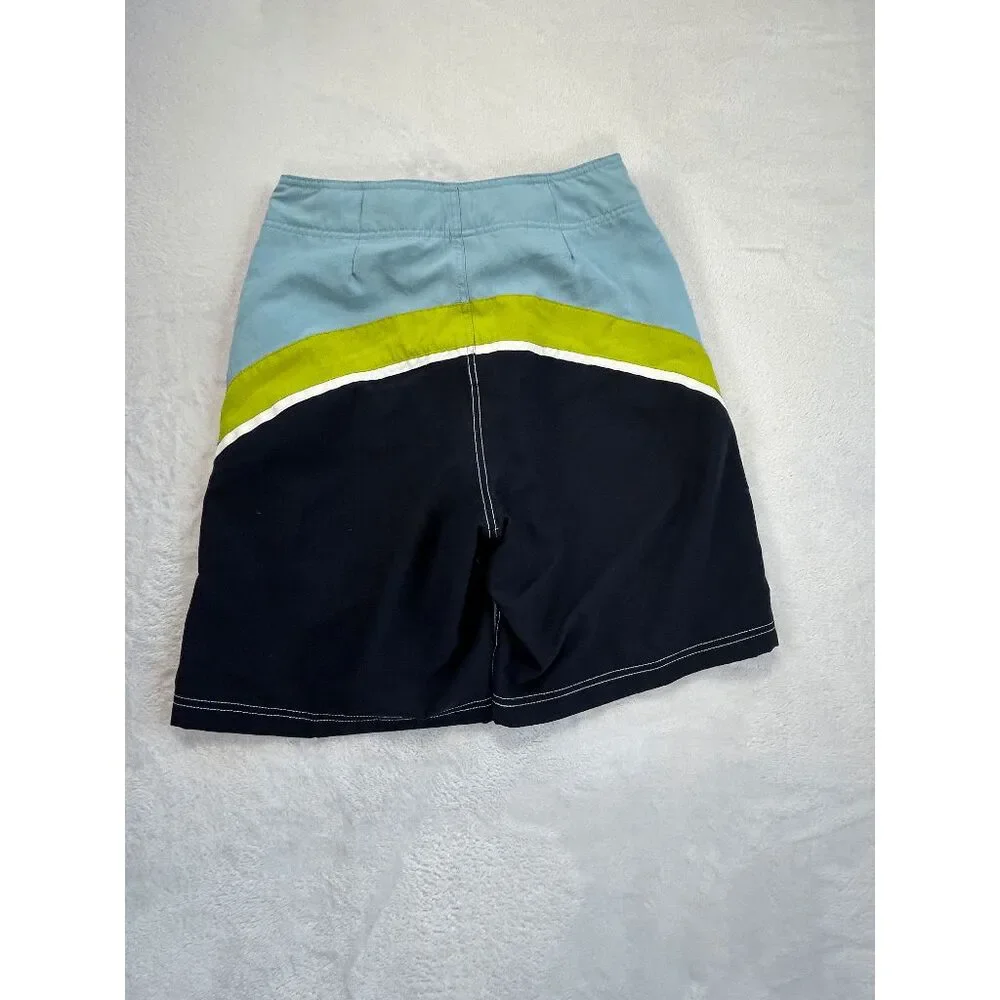 Men's Nautica Swim Trunks/Shorts Size 30W Blue/Green Mesh Lined, Pockets